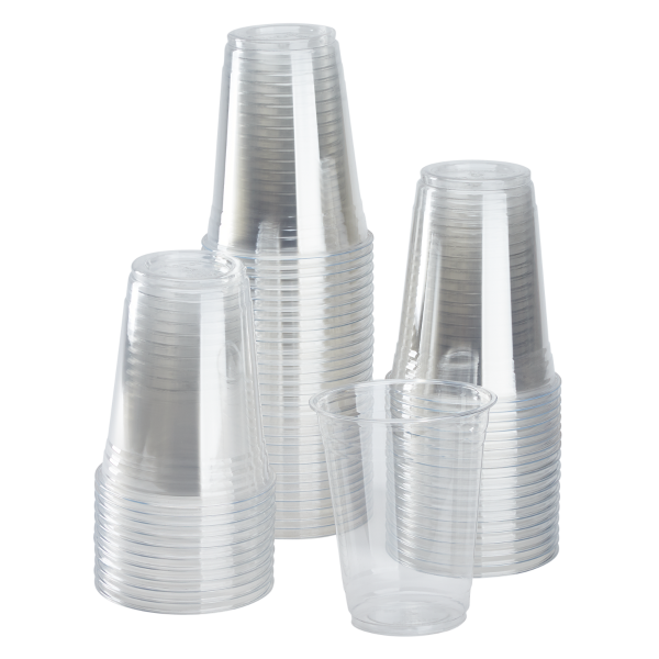 16 Oz Clear Plastic Cups PET Disposable Cold Cups with lids and Straws