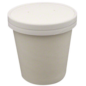 12 oz white paper food cup with vented paper lid, double poly coated 250/case