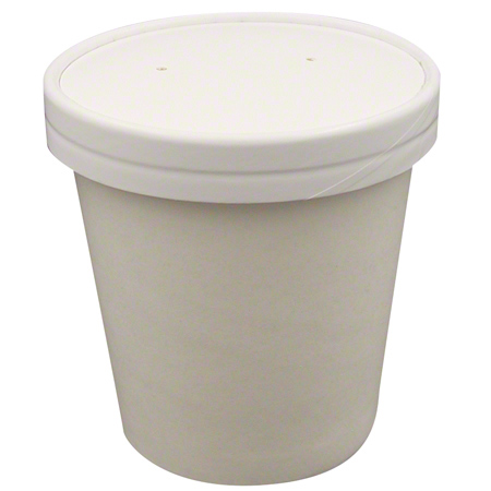 12 oz white paper food cup with vented paper lid, double poly coated 250/case