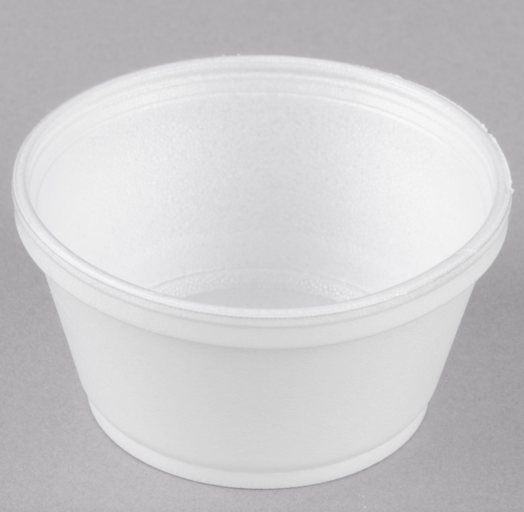 Dart Container 8SJ20 8 oz White Styrofoam Soup Takeout Container - 4  1/4Dia x 2 1/4D