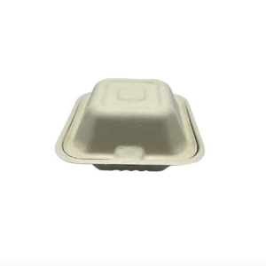 6” x 6” bagasse compostable hinge togo container, white, 1 compartment 500/case