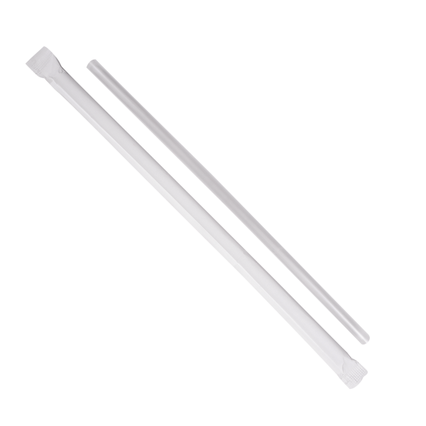 7.75” clear jumbo paper wrapped straw 12,000/case