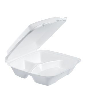 Jumbo White 3 Compartment Carry Out Boxes - 9