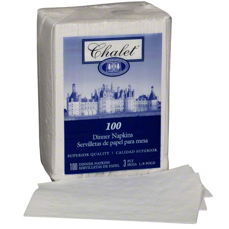 white 1/8 fold 15" x 17" 3 ply dinner napkins 2,000/case