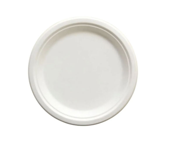 6" round natural bagasse heavy weight plate 1000/case