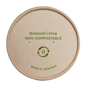 "notree" paper lid for 8 oz kraft paper food cup, bio lined, 100% compostable 500/case