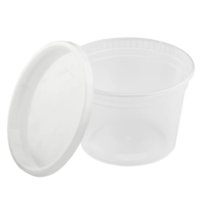 16 oz pp heavy duty plastic deli container with lids, clear 240/case