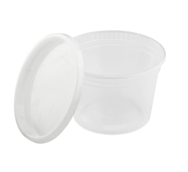 16 oz pp heavy duty plastic deli container with lids, clear 240/case