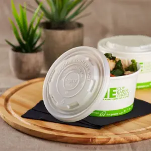 eco friendly pla lid for 12 oz kraft paper food cup, 100% compostable 500/case