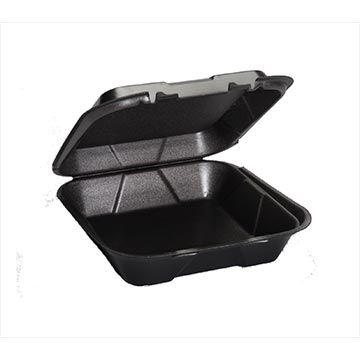 genpak sn200 3l black foam hinged containers, large, 1 comp 9 3/8" x 9" x 3" 200/case