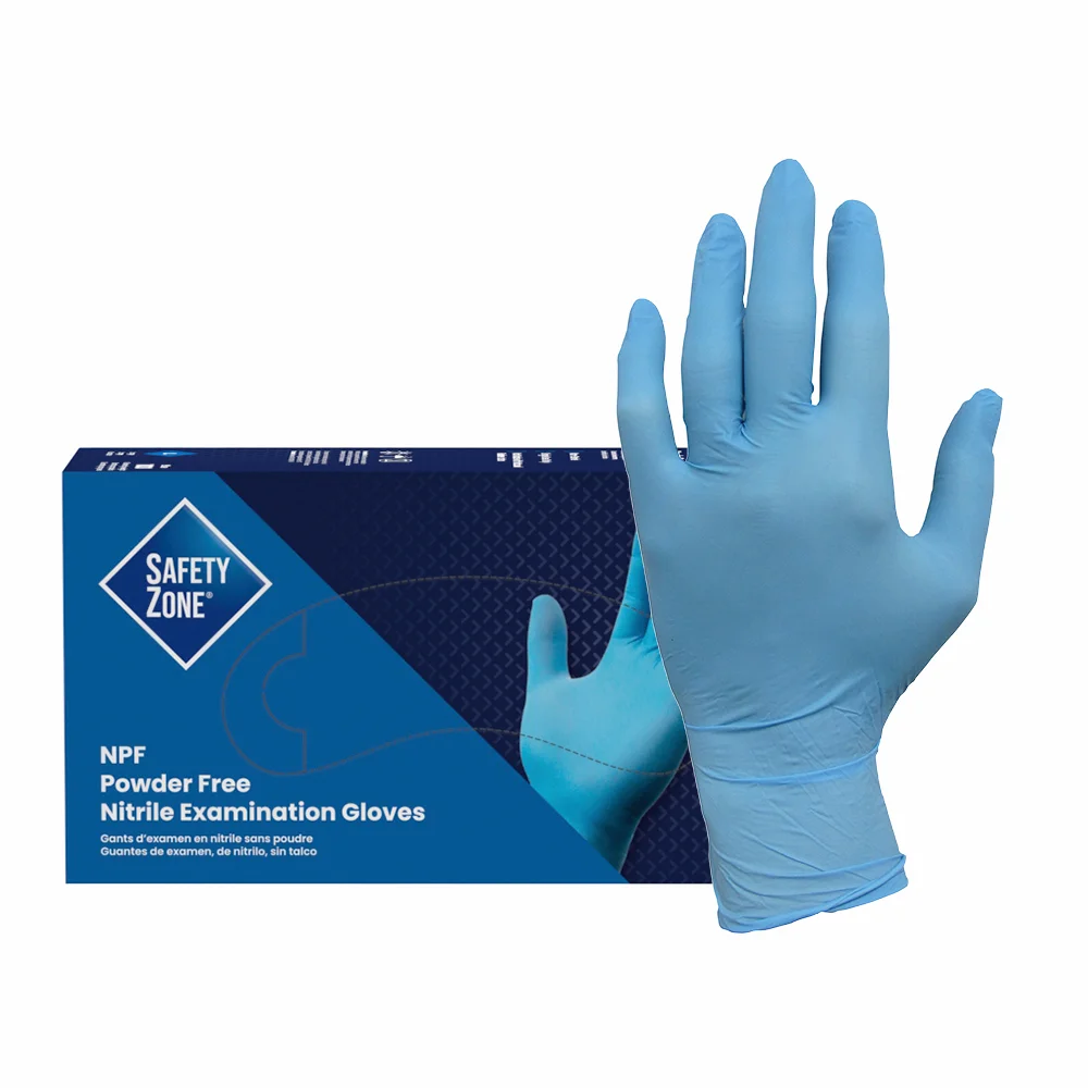 safety zone 6 mil blue nitrile, exam grade 100 gloves/box, 10 boxes/case