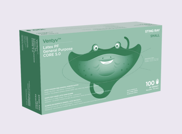 ventyv stingray natural latex gloves, 5 mil, powder free 1,000/case