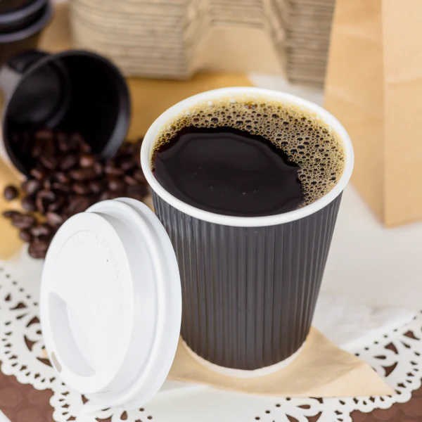 12 oz insulated ripple hot cups, black 500/case