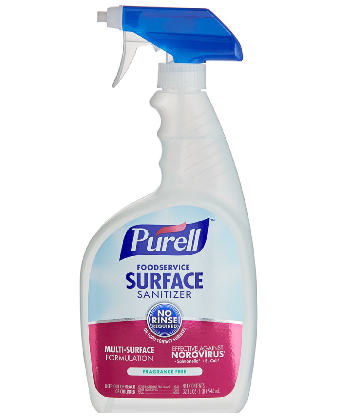 purell foodservice surface sanitizer, capped bottle w/ spray trigger, 32 oz. 6 / cs