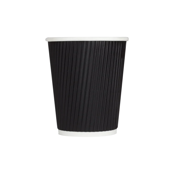 16 oz insulated ripple hot cups, black 500/case