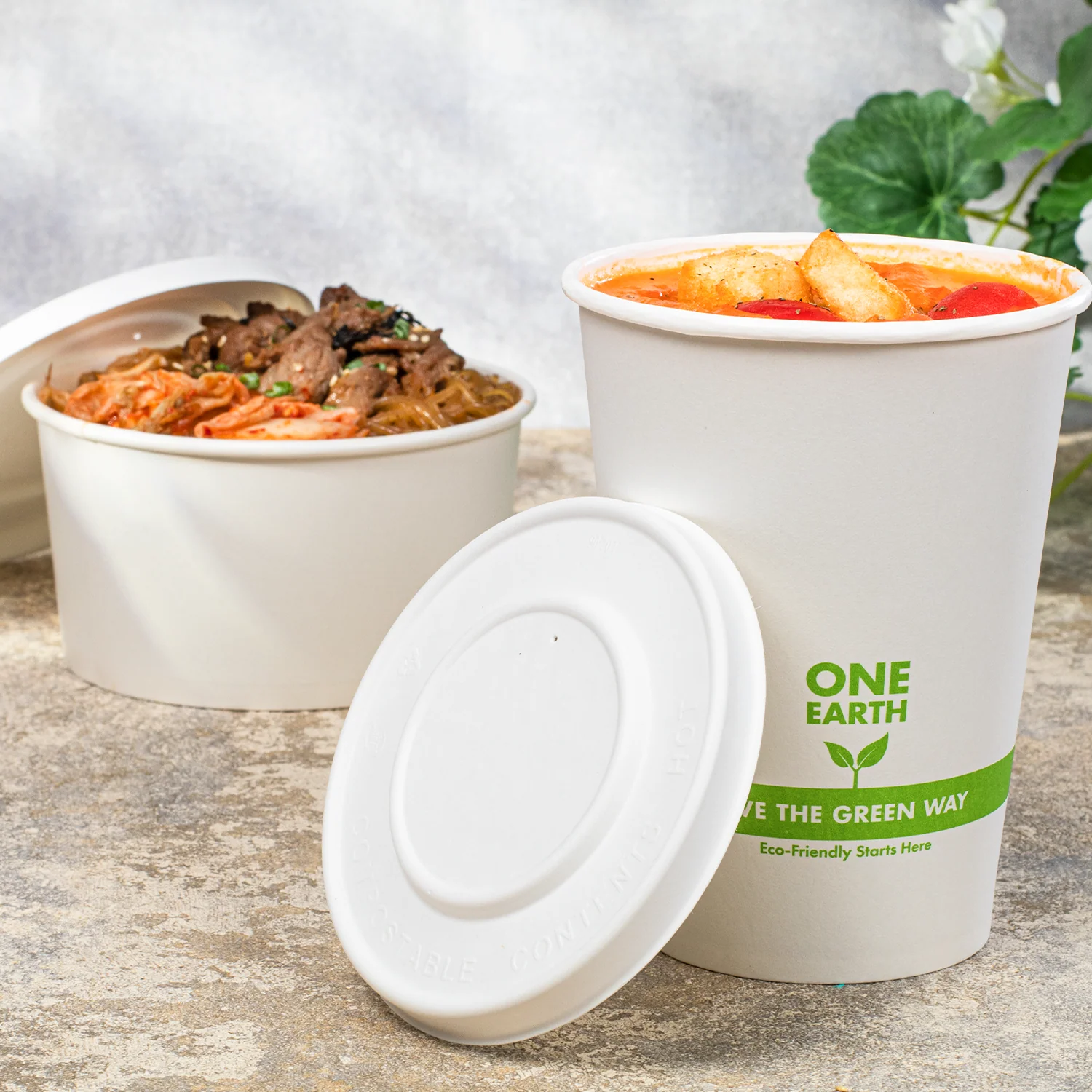 compostable fiber paper flat lid for 12 32 oz paper food containers 500 pcs