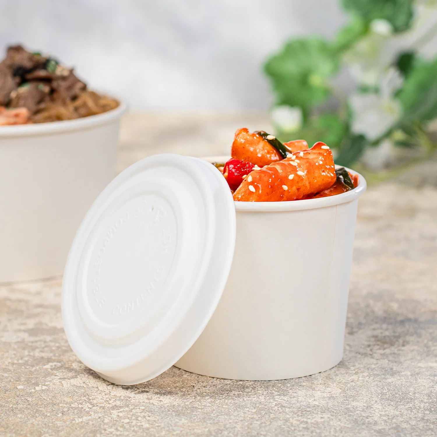 compostable fiber paper flat lid for 6 10oz paper food container, white 1,000 pcs