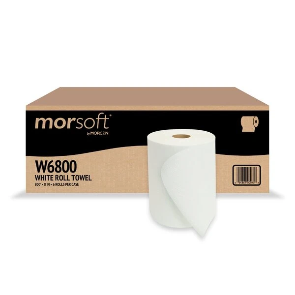 8” white hard wound roll towel, 800 feet 6 rolls/case